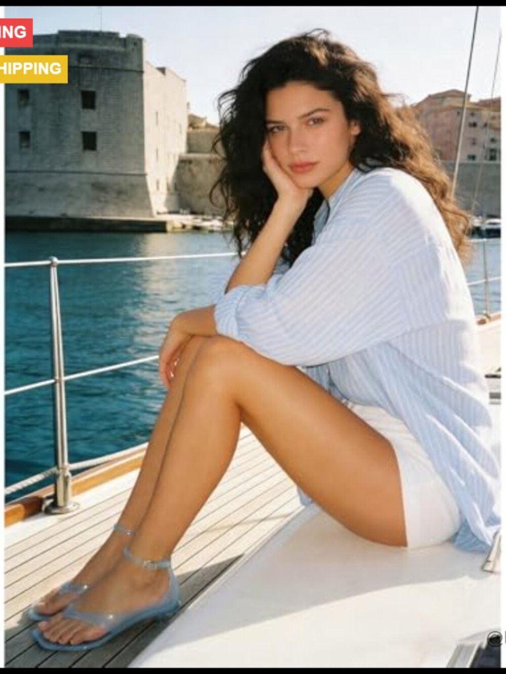 Jelly Kitten Heel Sandals with Ankle Strap and Flower Details - Picture 5 of 7